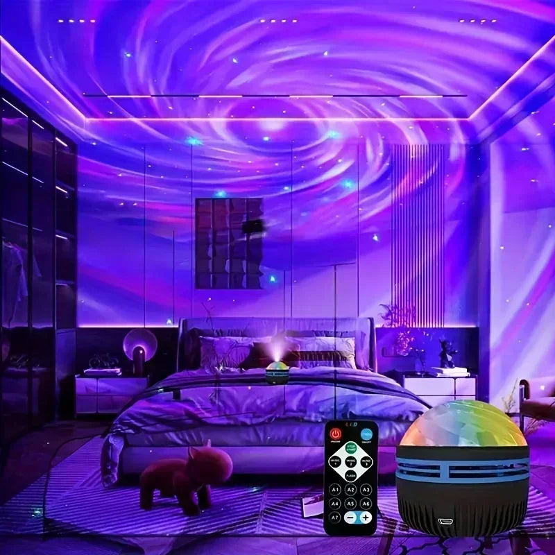 جهاز عرض النجوم المجري RGB يعمل بمنفذ USB، مصباح ليلي مع جهاز تحكم عن بعد، مثالي لتزيين الغرف والحفلات وهدايا أعياد الميلاد