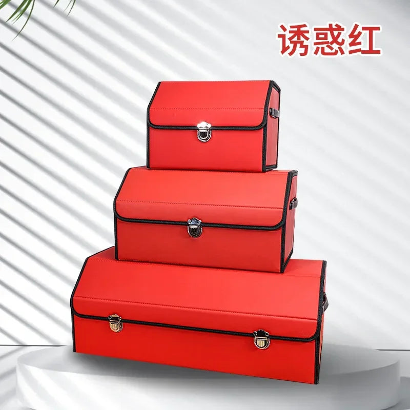 Organisateur de coffre de voiture et rangement Suv, coffre pliable en Faux cuir, multi-compartiments réglable, boîte de rangement d'épicerie automatique