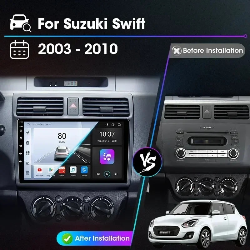 Srnubi autoradio pour Suzuki Swift 2003 2005 2006 2007 2008 2009 2010 sans fil Carplay Android Auto lecteur multimédia de voiture 2 Din