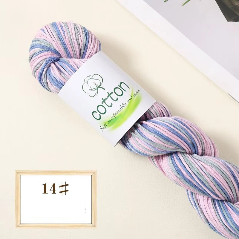 Fil dégradé 100% coton teint à la main 2mm 50g pour tricot, crochet, écharpe et pull DIY