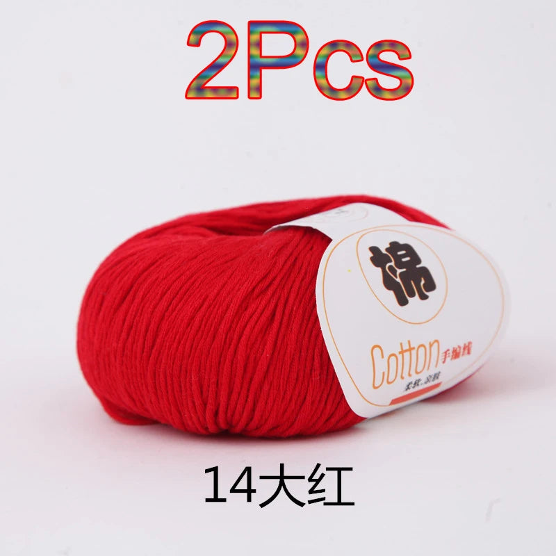 Fil à tricoter doux 100% coton, 2 pièces, fil au Crochet pour tricot, pull, couverture, gants, chapeau, écharpe, crochet, sac amigurumi, pantoufle