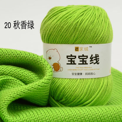 Fil spécifique pour bébé 50g, coton de lait protéiné en soie, fil de matériel de poupée de pull de chapeau tissé à la main, doux pour la peau avec une élasticité