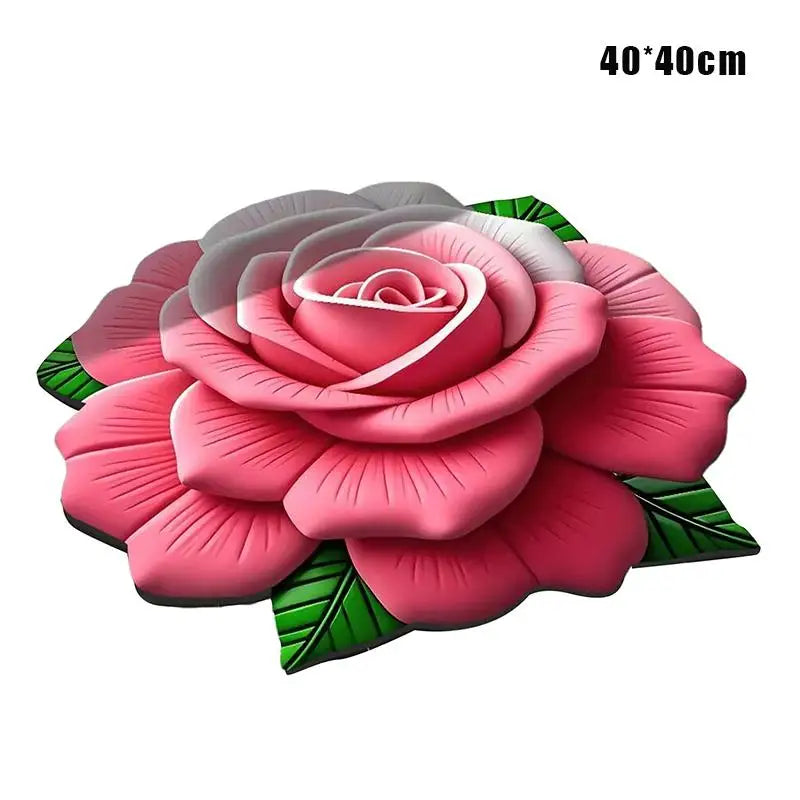 Nouveau tapis de sol en forme de pivoine, doux et durable, 40x40cm, antidérapant et absorbant pour salle de bain