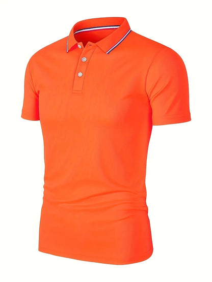 تيشيرت بولو صيفي رجالي كاجوال مسامي ومريح، بلون موحد، بأكمام قصيرة وعالي الجودة، عرض خاص، 2025
