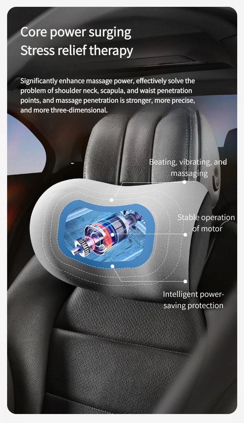 Appuie-tête de voiture, support lombaire, coussin de siège de voiture, coussin lombaire, oreiller chauffant électrique pour voiture, oreiller de protection du cou