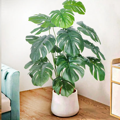 ورقة Monstera اصطناعية بلاستيكية، نبات مزيف للزينة بوعاء، مناسبة لديكور المنزل، 60-100 سم