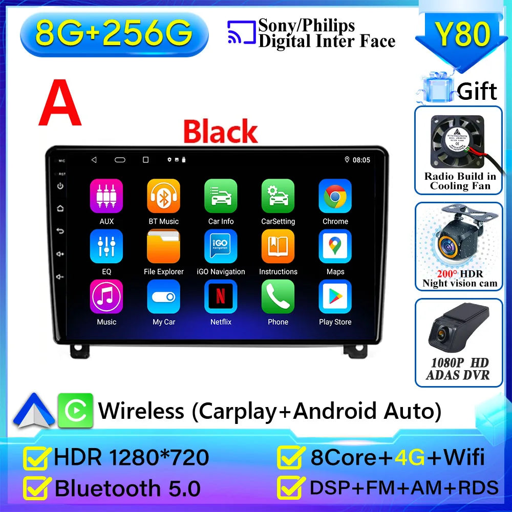 Autoradio Carplay pour Peugeot 407 2004-2011 Android 15 Navigation GPS Android Auto stéréo Android 15 vidéo 2K BT 4G No 2din DVD