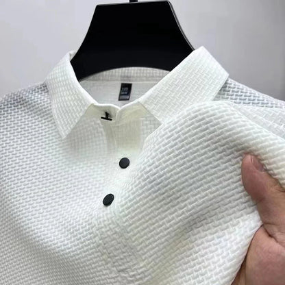 2025 hommes d'affaires décontracté à manches courtes fleur d'os couleur unie POLO mode respirant confortable été polyvalent haut