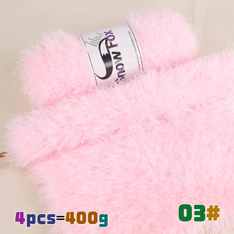 Fil de fausse fourrure 400g, fil de plumes, fil de cils, fil épais pour tricoter à la main, adapté au tricot de grands manteaux, pyjamas, foulards, chapeaux, châles, gilets
