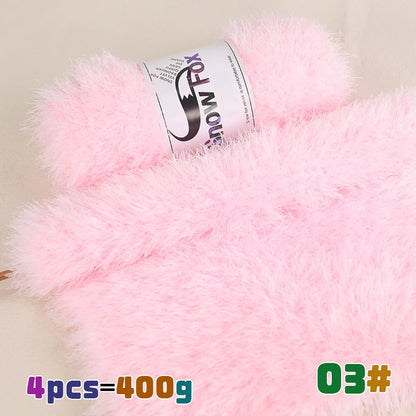 Fil de fausse fourrure 400g, fil de plumes, fil de cils, fil épais pour tricoter à la main, adapté au tricot de grands manteaux, pyjamas, foulards, chapeaux, châles, gilets