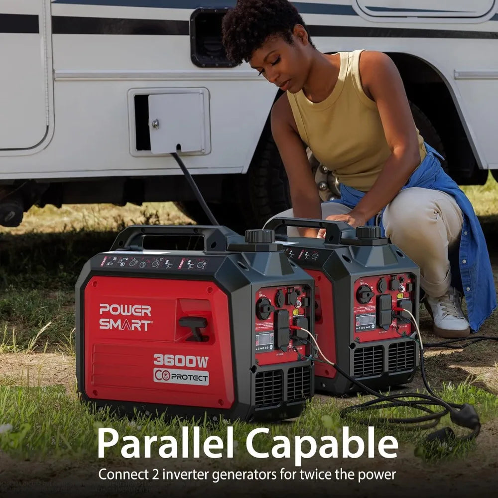 Générateur d'onduleur portable de 3600 watts avec protection CO, fonctionnement silencieux, 30 ampères RV-Ready