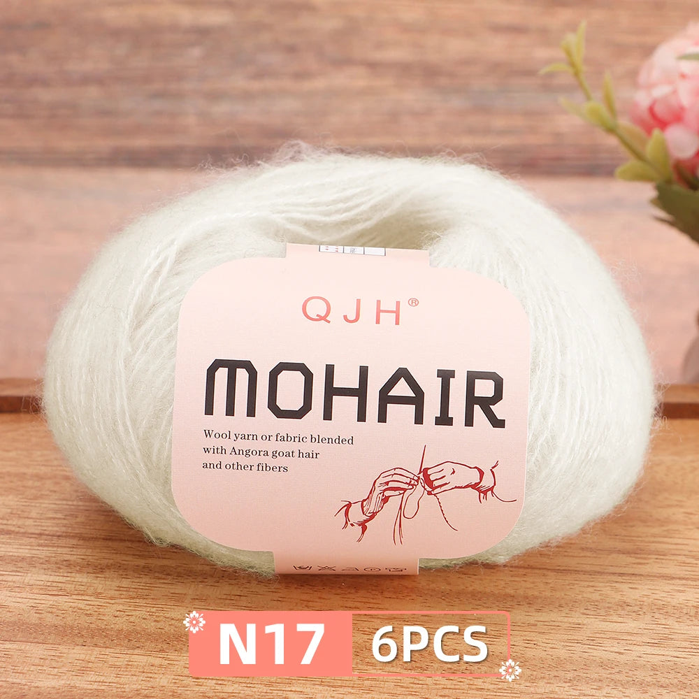 Fil Mohair doux et chaud, 6 paquets/150g, chaussettes de pull en tricot faites à la main, fil d'écharpe châle au Crochet, 60% Mohair, 40% acrylique