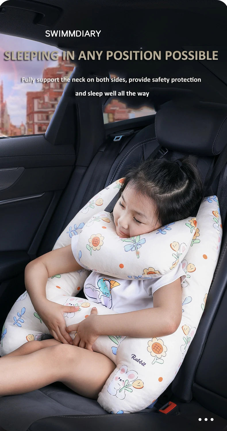 Cute Animal Pattern Kid Neck Head Support, U-Shape Children Travel Pillow Cushion for Car Seat, Safety Neck Pillow for Kids