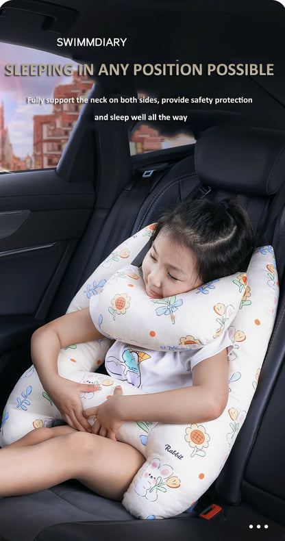 Cute Animal Pattern Kid Neck Head Support, U-Shape Children Travel Pillow Cushion for Car Seat, Safety Neck Pillow for Kids
