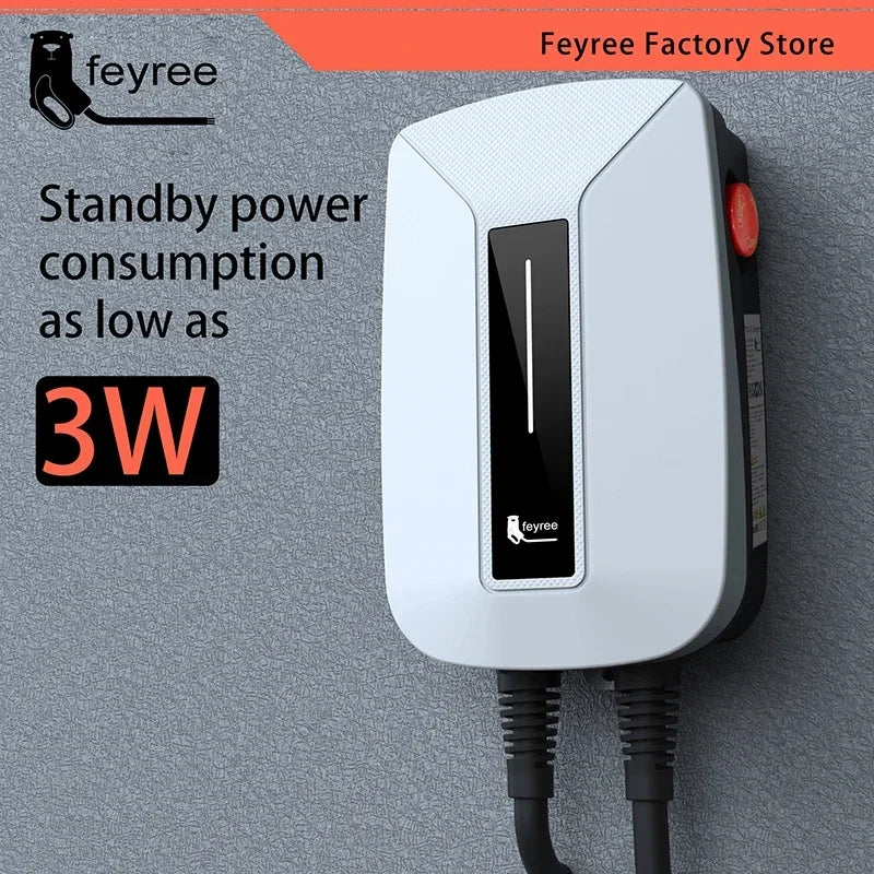 Feyree EVSE Wallbox 32A 7KW شاحن سيارة كهربائية نوع 2 مقبس IEC62196-2 أحادي الطور كابل بطول 5 متر محطة شحن جدارية للسيارات الكهربائية