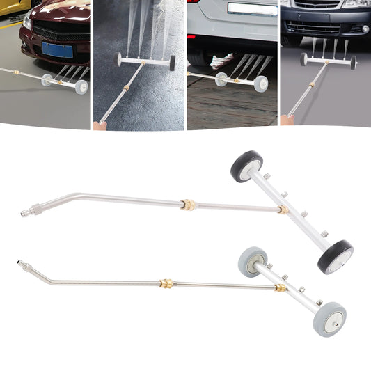 Nettoyeur de châssis en acier inoxydable 4000PSI, nettoyeur de train d'atterrissage de voiture à 4 buses avec 2 tiges d'extension et roues pour le lavage de voiture