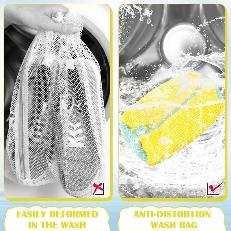 1/4 pièces chaussures de lavage sac protecteur fibres moelleuses Polyester chaussures de lavage Machine amicale sac à linge sacs de séchage