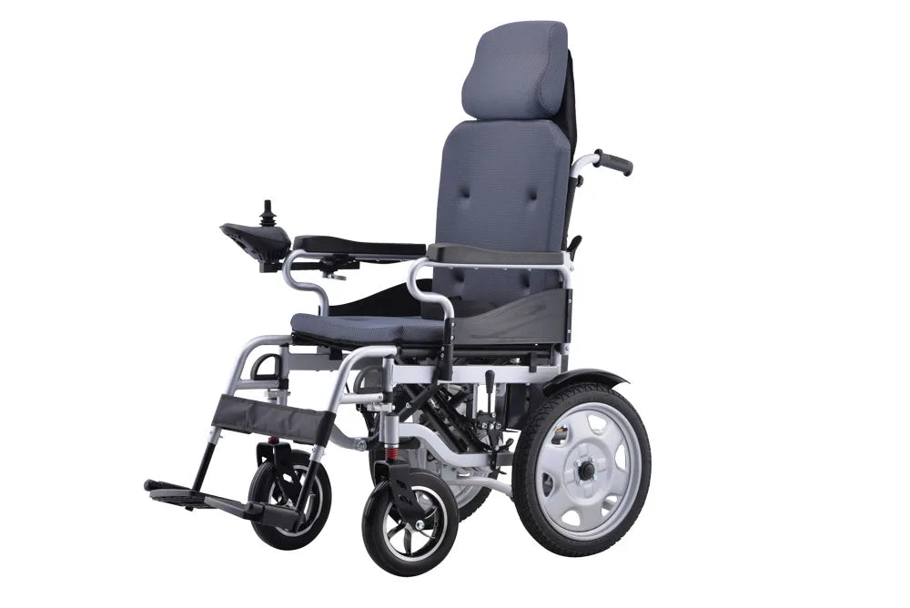 Fauteuil roulant électrique inclinable avec dossier haut, chaise plate allongée avec roulettes pour désactionner 50112-L036