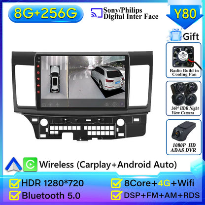 Autoradio Android 14 pour Mitsubishi Lancer 10 CY 2007-2017 Android 15 Navigation GPS Android Auto stéréo Carplay écran No 2din