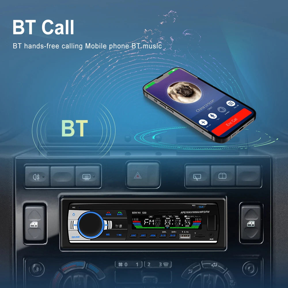 Camecho-Autoradio stéréo 1Din, Bluetooth, lecteur MP3, audio FM numérique, musique, USB, SD, entrée AUX, tableau de bord, limitation universelle