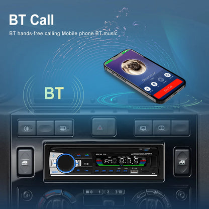 Camecho-Autoradio stéréo 1Din, Bluetooth, lecteur MP3, audio FM numérique, musique, USB, SD, entrée AUX, tableau de bord, limitation universelle