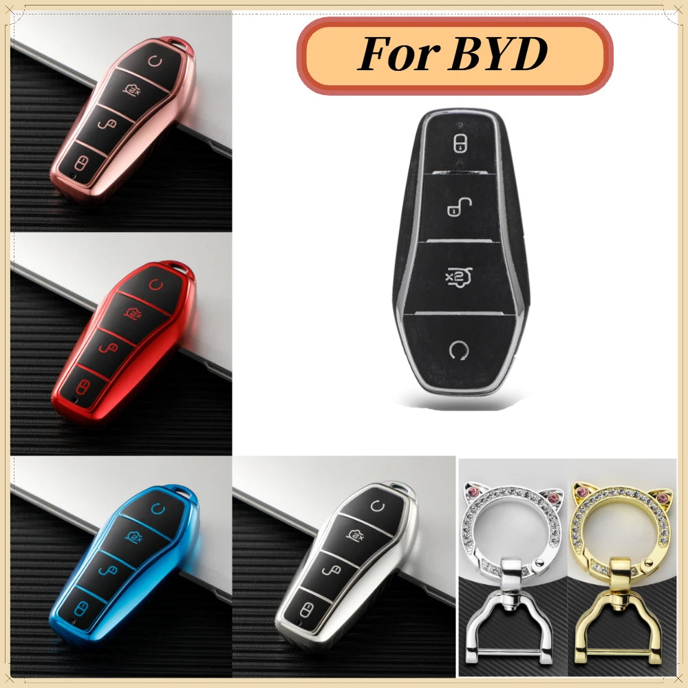 Étui de protection pour clé de voiture TPU pour BYD Atto 3 EV Plus Qin Plus DM-i Han EV Dolphin Télécommande de clé de voiture Accessoires de protection