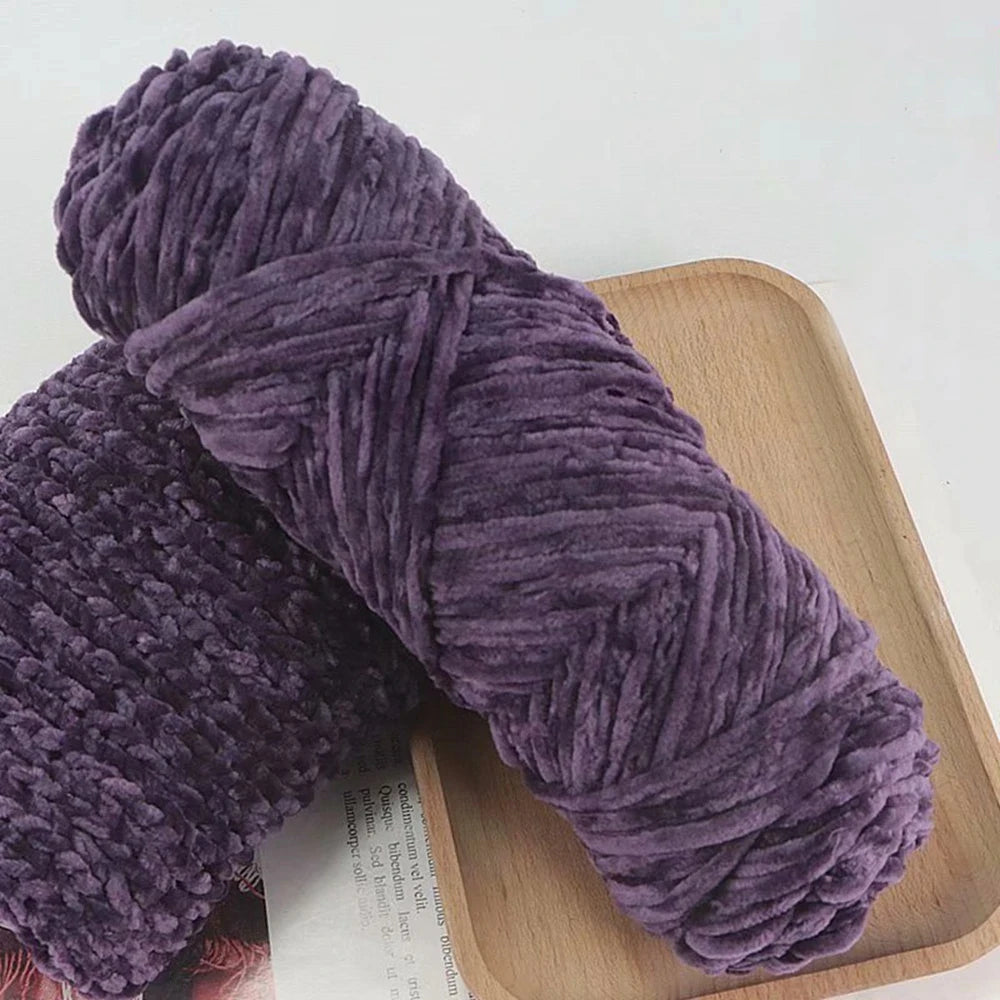 Fil de velours doux en Chenille, mélange de laine tricotée au Crochet, écharpe faite à la main, manteau, couverture et chapeau pour bébé, 95g