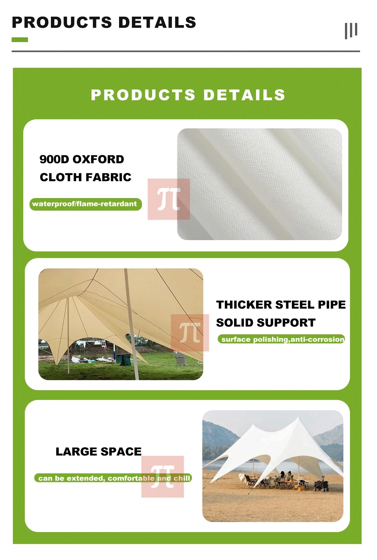 Tente d'extérieur à baldaquin extensible et imperméable, abri solaire en tissu Oxford pour exposition de fêtes de mariage, tente de spectacle commercial Glamping