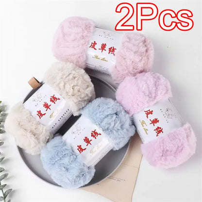 Fil de laine de vison au Crochet, 2 pièces, fil de fausse fourrure, cachemire, tricot à la main, fil de pull, vêtements, écharpe, fil de vison moelleux