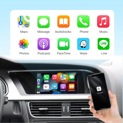 CarPlay sans fil Android Auto pour Audi A4 A5 Q5 S5 B8 2008-2016 avec 3G MMI, modèle avec lien miroir AirPlay multimédia avant/vues