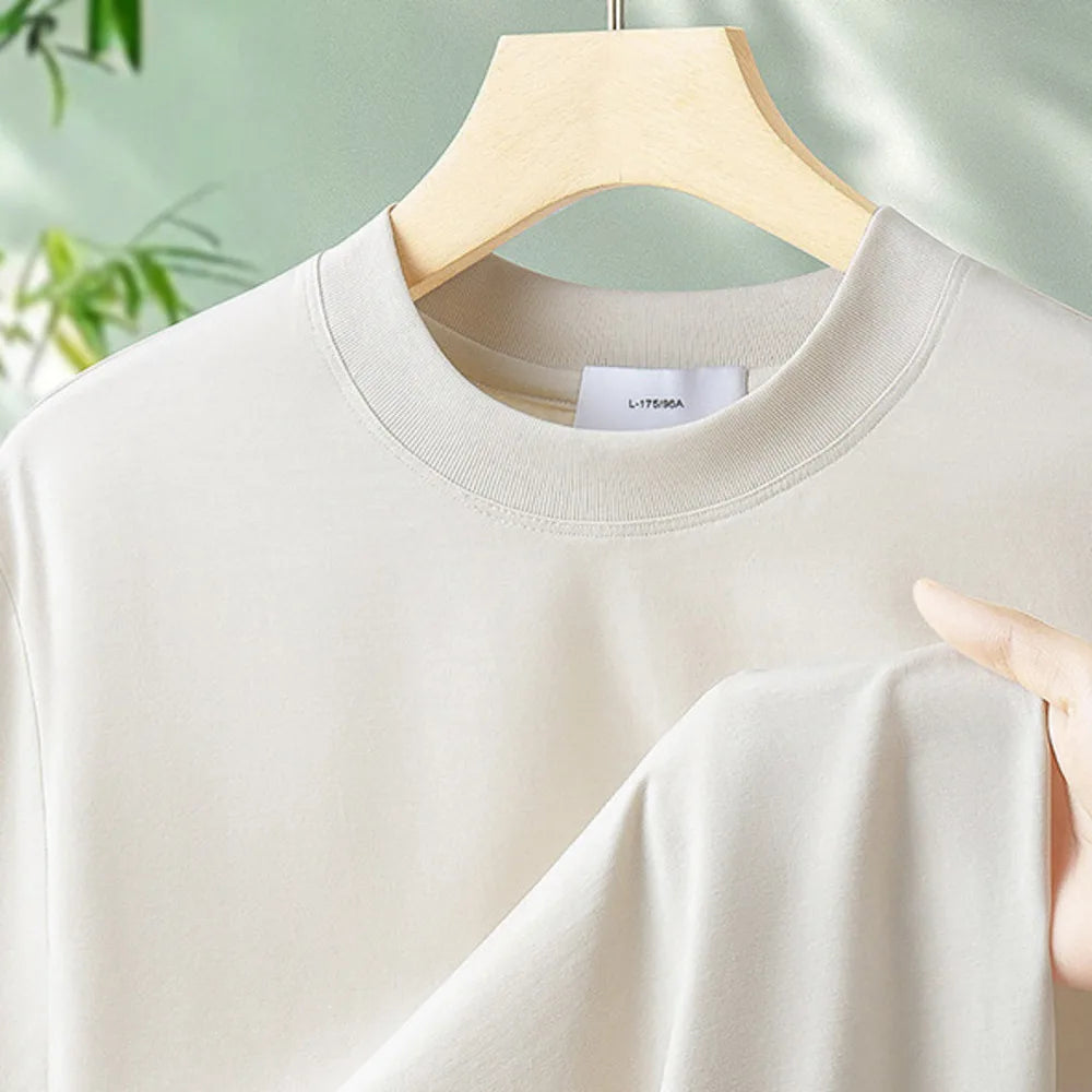 Fibre de bambou antibactérienne classe A Cool pour hommes à manches courtes 2025 nouveau T-Shirt haut de gamme polyvalent de couleur unie respectueux de la peau