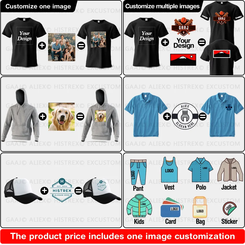 T-shirt personnalisé t-shirt personnalisé t-shirt personnalisé bricolage imprimer votre photo marque Logo texte hommes femmes 100% coton cadeau Premium