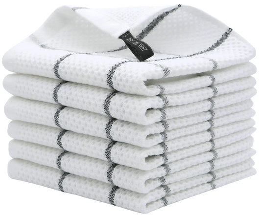 Chiffons de cuisine en coton à carreaux, chiffons de cuisine, essuie-mains, débarbouillettes super douces et absorbantes, 12x12in, 6 paquets