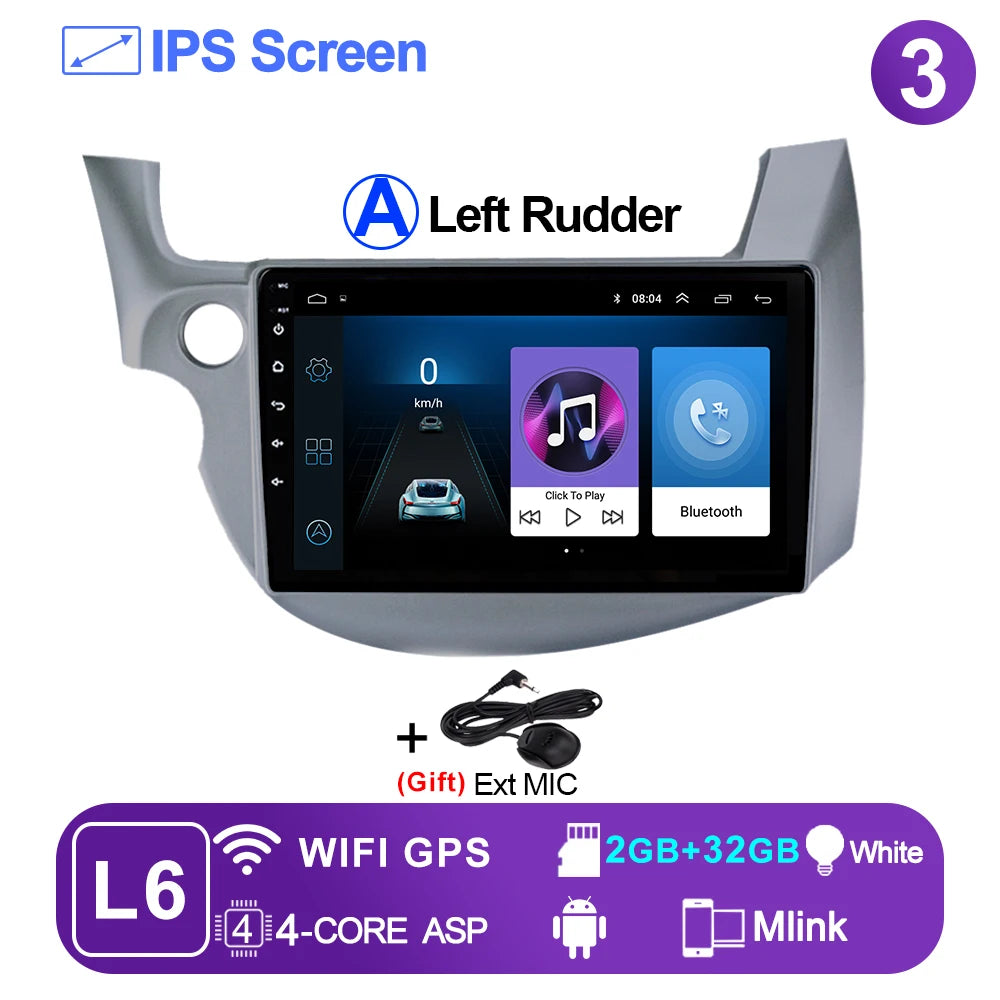 LEHX-Autoradio L6 Pro Android 14, 4G, Carplay, DVD, Stéréo, 2 DIN, Unité Centrale, Limitation GPS, pour Voiture HONDA FIT JAZZ (2007-2013)