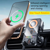 Support pour voiture double moteur électrique rotatif ouverture et fermeture support pour téléphone 15W sans fil charge rapide iPhone 17 16 support Samsung