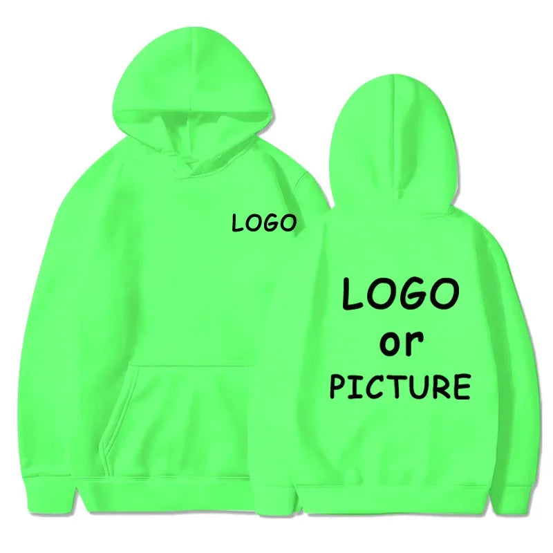 Sweats à capuche décontractés pour hommes et femmes avec logo personnalisé imprimé, sweats à capuche à manches longues automne et hiver, sweat-shirts de style de rue personnalisés.