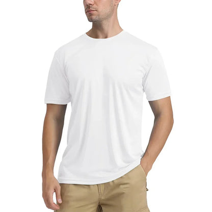 T-Shirt à manches courtes et col rond pour hommes, Protection solaire UPF 50+, séchage rapide, décontracté, respirant, pour l'extérieur, usage quotidien