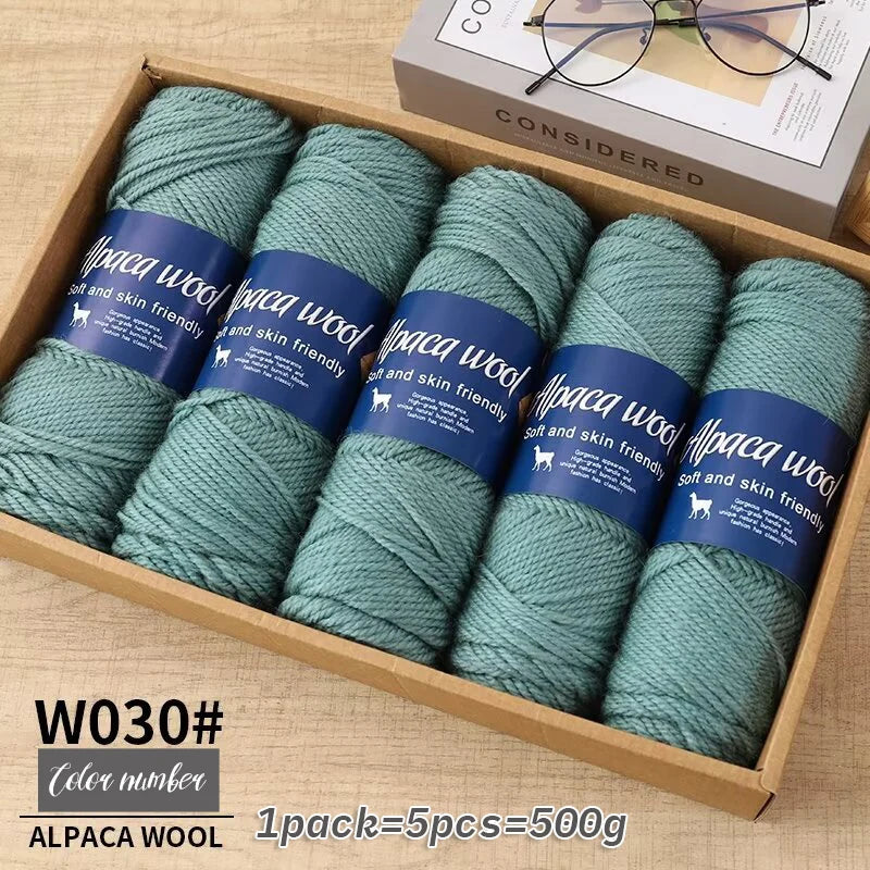 Fil de laine d'alpaga 500g, fil grossier, tissé à la main pour fabriquer des pulls chauds et à la mode, coupe-vent, vestes, foulards, chapeaux, fils