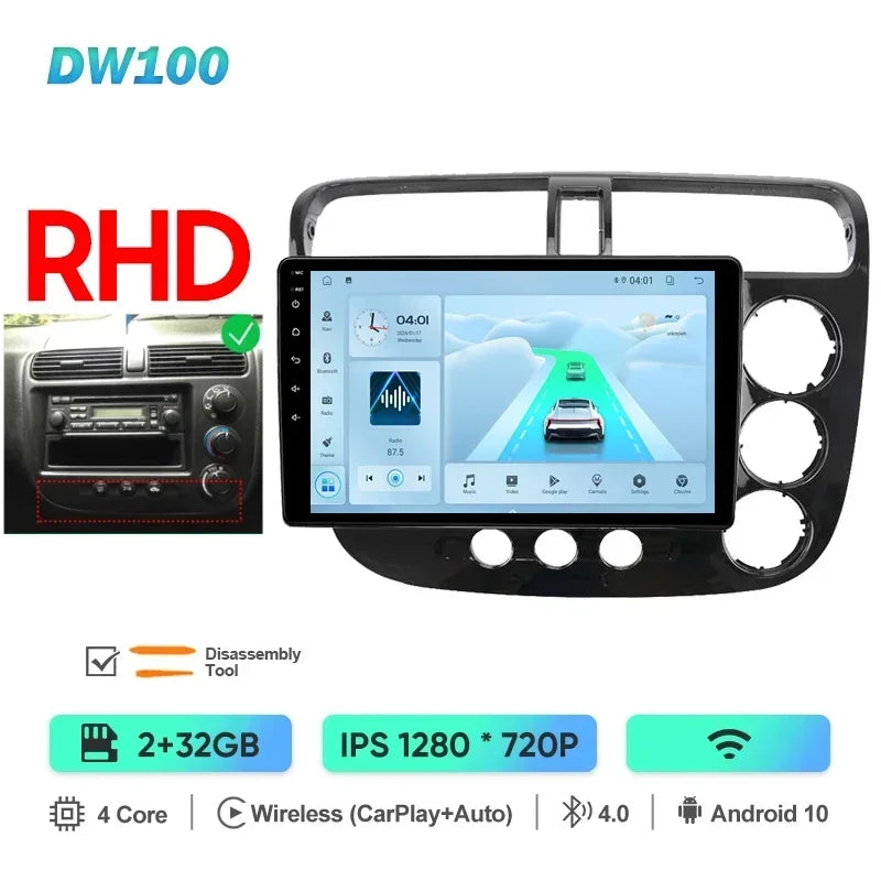 MAMSM-Autoradio pour Honda Civic 7, LHD, RHD, 2000-2006, Android 13, Limitation, Lecteur vidéo, GPS, 4G, Carplay, Auto Stereo, Head Unit