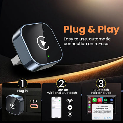 Adaptateur CarPlay filaire vers sans fil 2 en 1, Android Auto, Plug & Play, Bluetooth, 5Ghz, WiFi type-c/USB, pour Audi Benz MG
