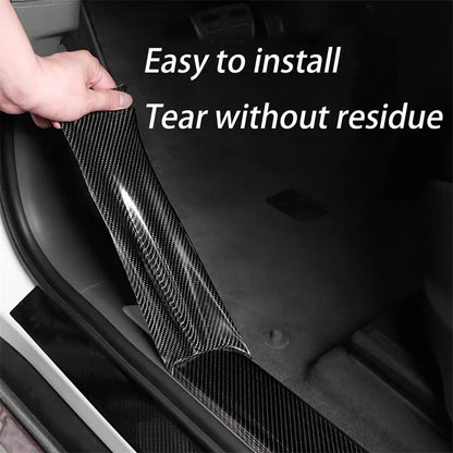 Autocollant 7D en Fiber de carbone de 7cm de largeur, protections de pédale de bienvenue pour porte automobile, protecteur anti-rayures arrière de voiture, autocollant de Film de pare-chocs style de voiture