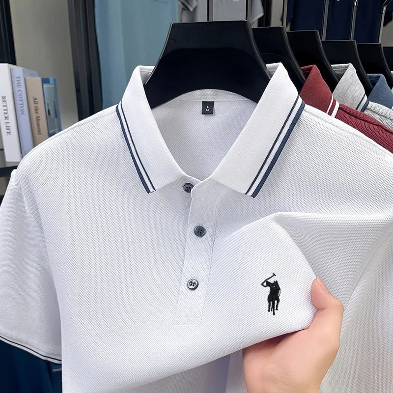 Marque de mode 100% coton été nouvel article polo brodé poney original pour hommes haut à manches courtes confortable et respirant
