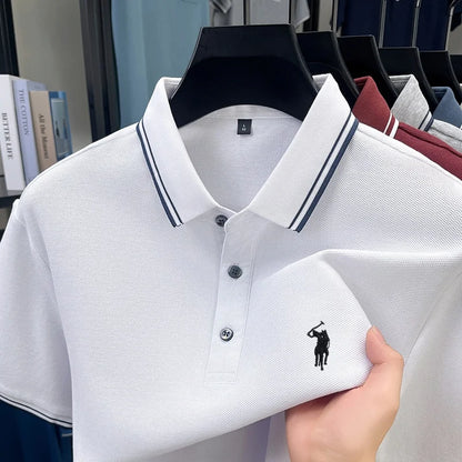 Marque de mode 100% coton été nouvel article polo brodé poney original pour hommes haut à manches courtes confortable et respirant