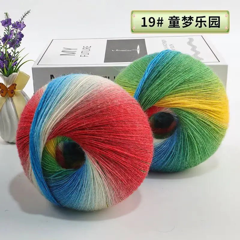 Fil de laine arc-en-ciel 200 g/ensemble, pour tricoter, châles, écharpes, pulls, vestes, chapeaux, bricolage, fil de teinture à Segment doux et confortable