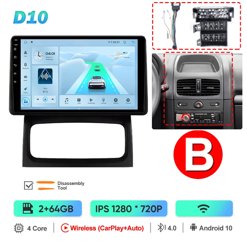 QSZN pour Renault Clio2 BB CB MK2 2001 - 2006 Android 13 autoradio lecteur vidéo multimédia CarPlay Auto 4G unité principale Navigation