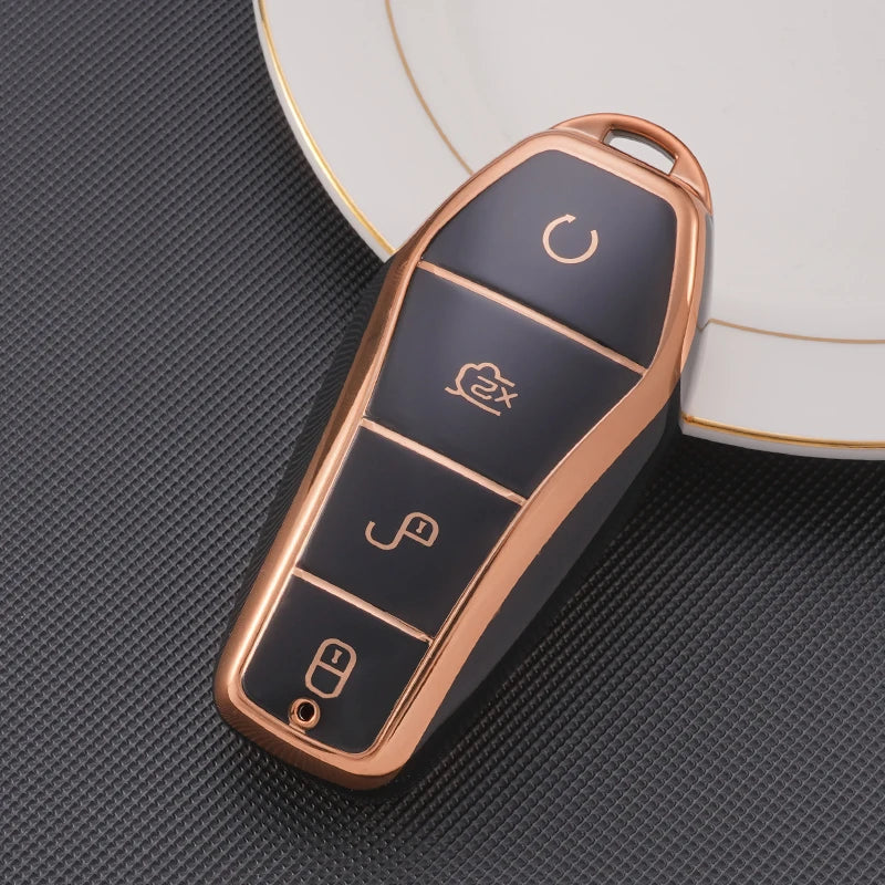 Étui pour clé de voiture en TPU à 4 boutons, housse de protection pour télécommande BYD Atto 3 Han EV Dolphin, accessoires automobiles