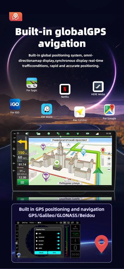 Autoradio multimédia vidéo avec navigation GPS Android16 CarPlay sans fil pour Ford New Transit 2009-2019 Focus 2005-2010