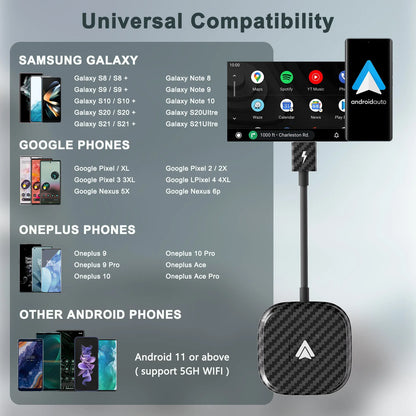 Adaptateur de voiture Android Auto sans fil, Dongle Carplay sans fil, conversion filaire en sans fil pour Android/iPhone Plug and Play