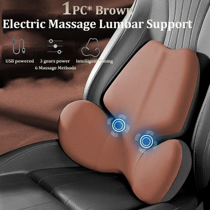 Coussin de dossier électrique pour siège de voiture, massage, sauna, soutien lombaire, vibration de la taille, oreiller cervical, accessoires intérieurs
