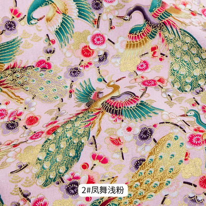 Tissu bronzé Kimono japonais 50x145cm, tissu en coton imprimé fleurs de cerisier Sushi, matériaux de bricolage, accessoires de Patchwork pour la couture